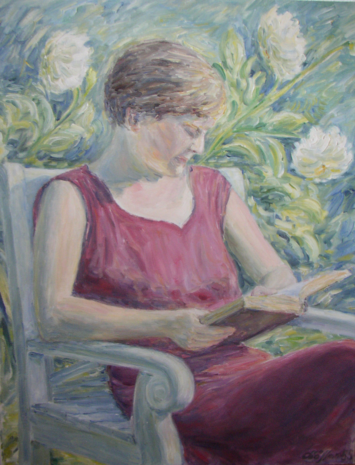 Meine Mutter Ruth beim lesen in Heidelberg 1954